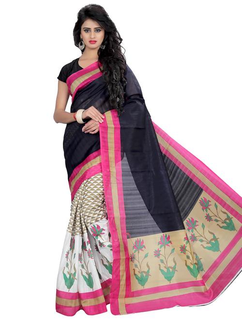 women's self design navy blue colored saree with blouse - 17112828 - Very Small Image - 1