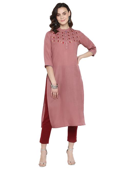 embroidered straight kurta - 17113555 - Very Small Image - 1