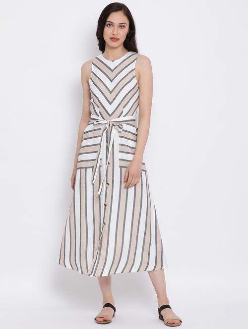 tie front striped a-line dress  - 17116384 - Very Small Image - 1