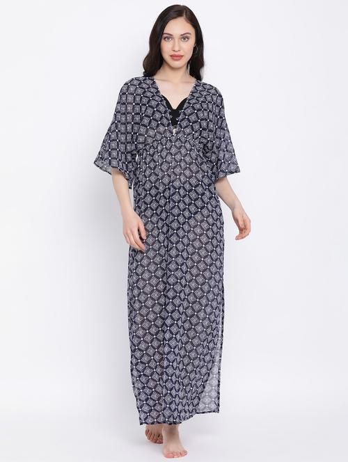 navy blue printed coverup - 17116504 - Very Small Image - 1