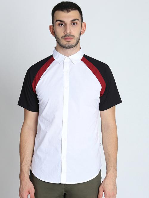 white color block casual shirt - 17118040 - Very Small Image - 1