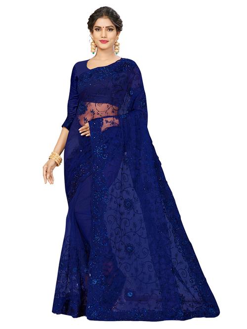 solid embroidered saree with blouse - 17120087 - Very Small Image - 1