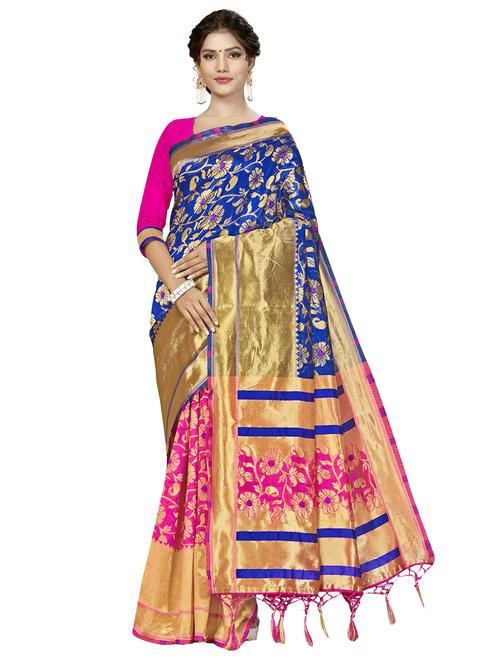 half & half banarasi saree with blouse - 17120115 - Very Small Image - 1