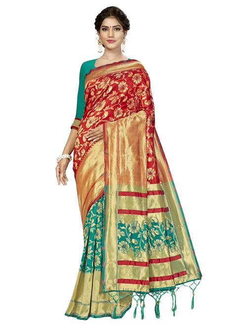 half & half banarasi saree with blouse - 17120118 - Very Small Image - 1