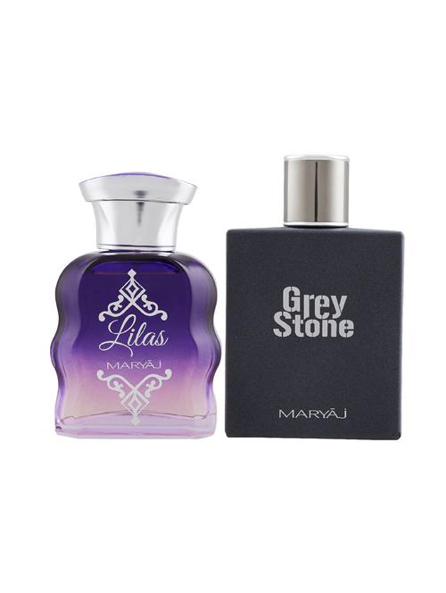 maryaj lilas edp 100ml for women and maryaj grey stone edp aromatic 100ml for men + 2 parfum testers free - 17121378 - Very Small Image - 1