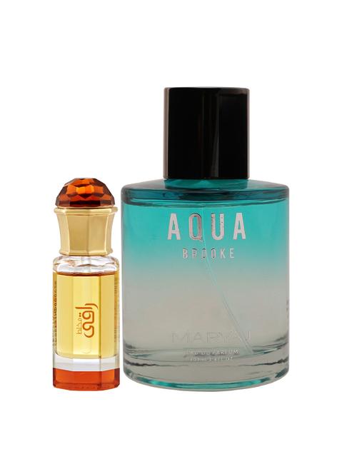 ajmal mukhallat raaqi cp 10ml for unisex and maryaj aqua brooke edp 100ml for women + 2 parfum testers free - 17122187 - Very Small Image - 1