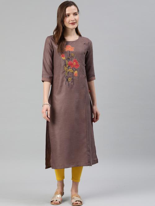 embroidered straight kurta - 17122894 - Very Small Image - 1