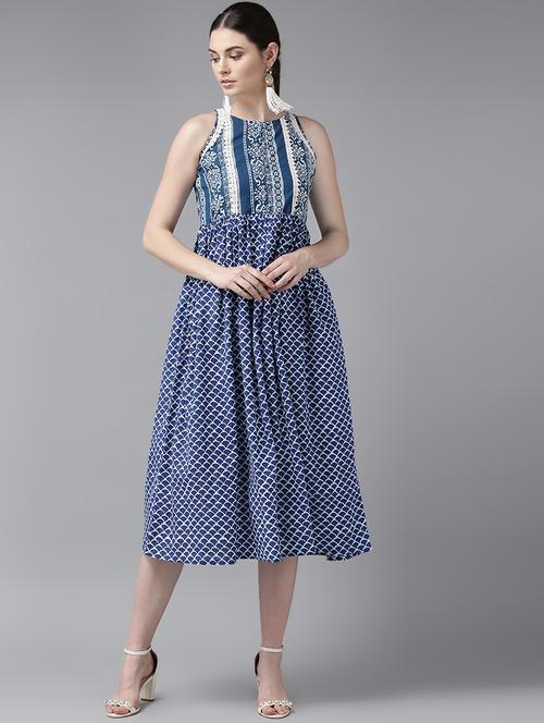 printed flared ethnic dress - 17124191 - Very Small Image - 1