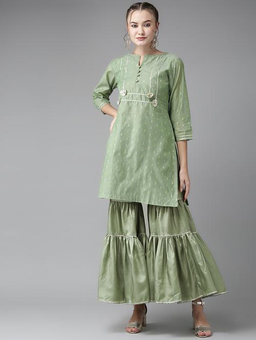 self design kurta sharara set - 17124193 - Very Small Image - 1