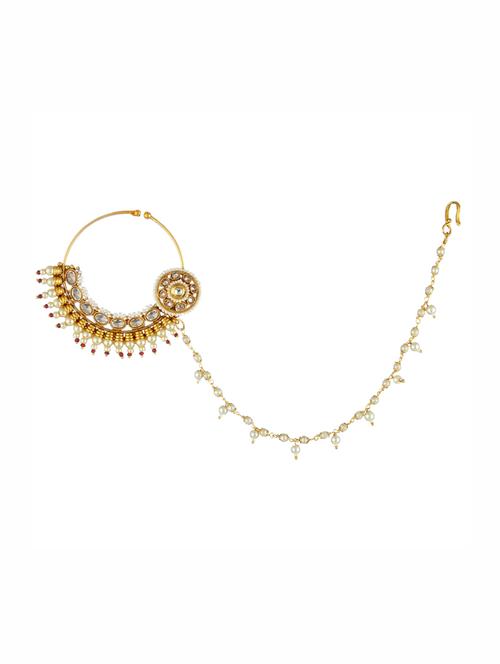 gold metal naath nose pin - 17124704 - Very Small Image - 1