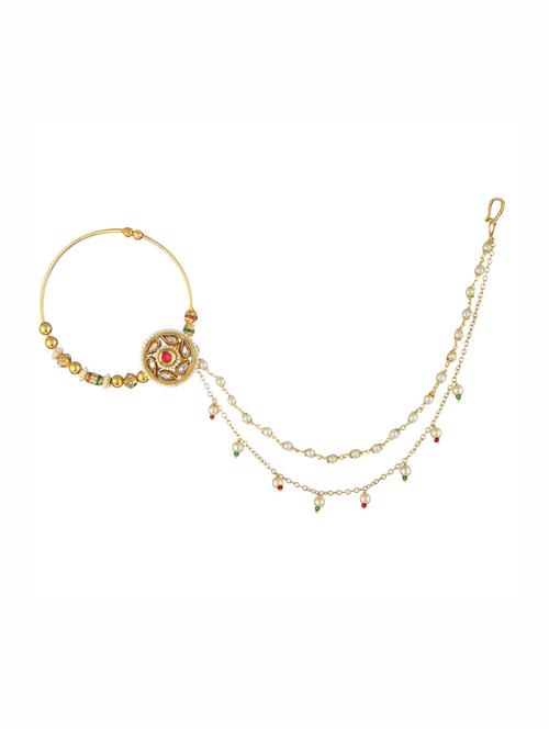 gold metal naath nose pin - 17124705 - Very Small Image - 1