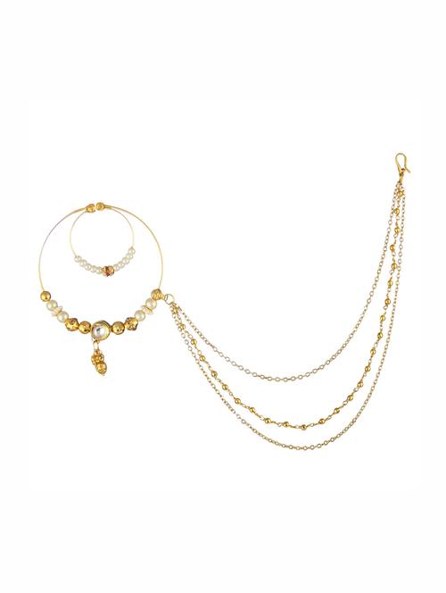 gold metal naath nose pin - 17124706 - Very Small Image - 1