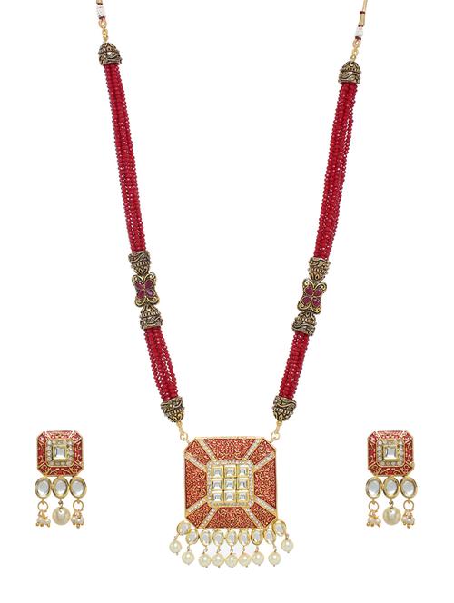 red metal necklaces and earring - 17124828 - Very Small Image - 1