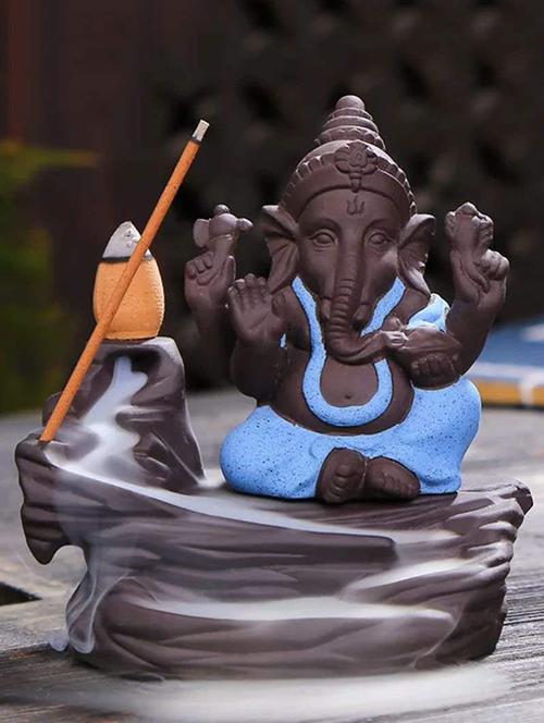 meditating monk ganesha smoke backflow cone incense decorative showpiece with 10 smoke backflow cone incenses   - 17126284 - Very Small Image - 1