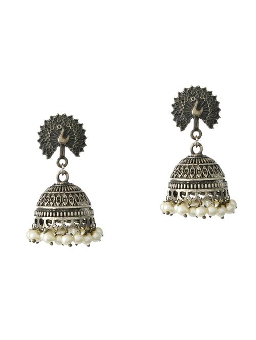  silver plated jhumka earring - 17129515 - Very Small Image - 1
