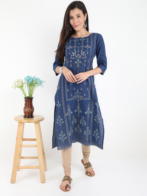printed straight kurta - 17131216 - Very Small Image - 1