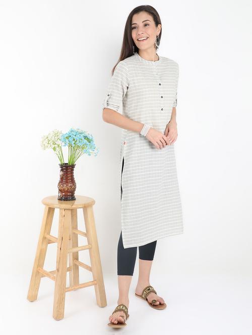 checkered straight kurta - 17131225 - Very Small Image - 1