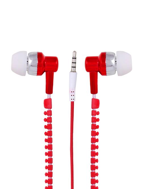 cute durable extra bass zipper earphone - red color glow in dark rainbow earphones with microphone  - 17133418 - Very Small Image - 1