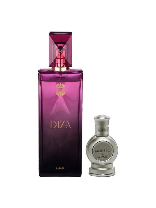 ajmal diza edp 100ml for women and rose concentrated oil musky alcohol-free attar 12ml for unisex + 2 parfum testers free - 17135410 - Very Small Image - 1