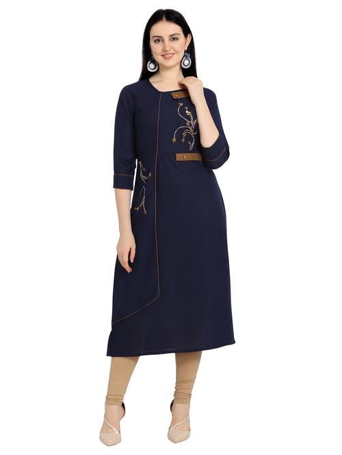 embroidered straight kurta - 17136832 - Very Small Image - 1