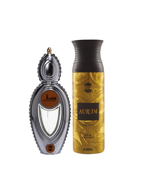 ajmal  wisal edp musky perfume 50ml for women and aurum femme deodorant 200ml for women+ 2 parfum testers free - 17137873 - Very Small Image - 1