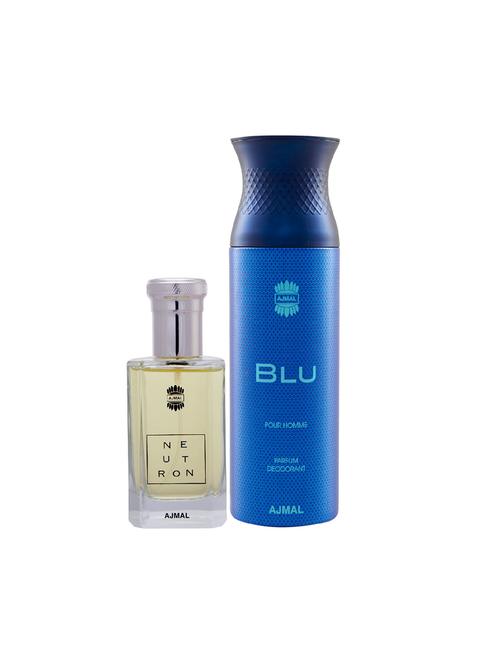 ajmal neutron edp perfume 100ml for men and blu homme deodorant aquatic woody 200ml for men+ 2 parfum testers free - 17138011 - Very Small Image - 1