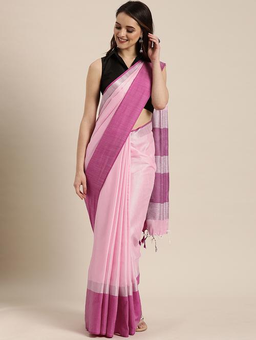pastel woven saree with blouse - 17140854 - Very Small Image - 1