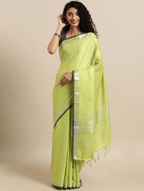 bordered woven saree with blouse - 17140969 - Very Small Image - 1
