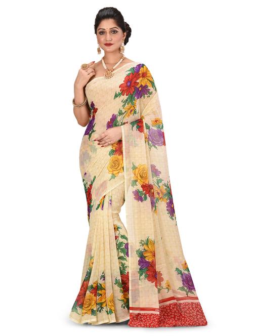 floral printed saree with blouse - 17140989 - Very Small Image - 1