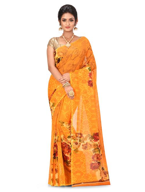 floral printed saree with blouse - 17141007 - Very Small Image - 1