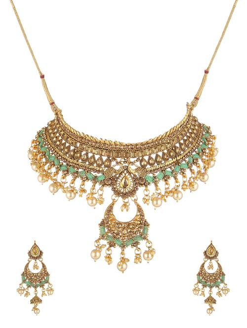 gold metal necklaces and earring - 17141992 - Very Small Image - 1