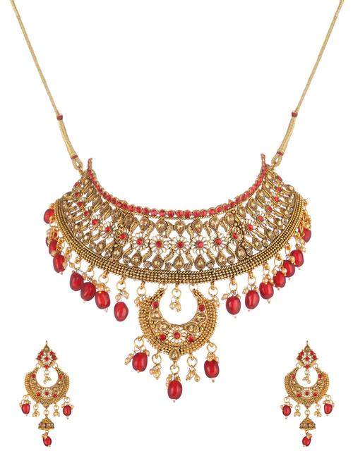 red metal necklaces and earring - 17141993 - Very Small Image - 1