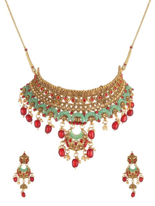 multi colored metal necklaces and earring - 17142000 - Very Small Image - 1