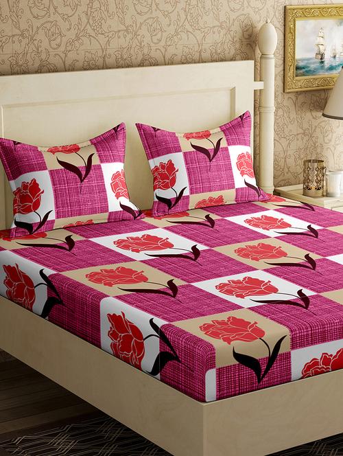   cotton double bedsheet with 2 pillow covers - 17142083 - Very Small Image - 1