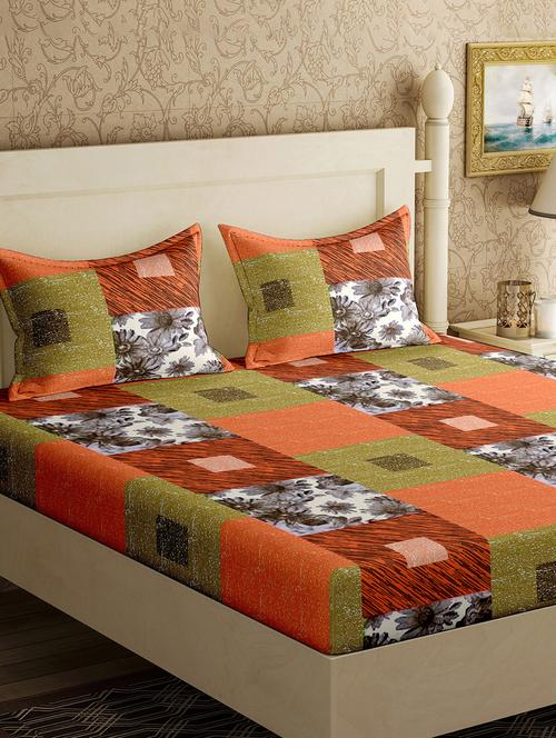  cotton double bedsheet with 2 pillow covers - 17142143 - Very Small Image - 1