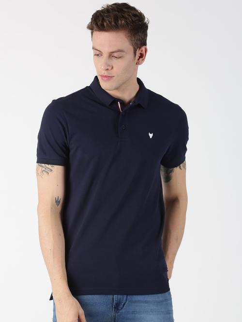 navy blue solid polo t-shirt - 17142564 - Very Small Image - 1