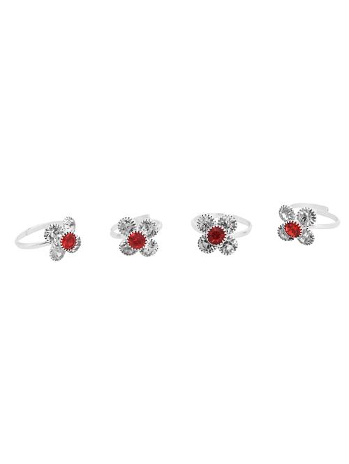 red silver metal combo toe ring - 17142804 - Very Small Image - 1