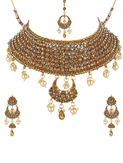 gold metal necklaces and earring - 17143837 - Very Small Image - 1