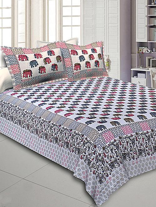  pure cotton jaipuri queen size bedsheet with 2 pillow covers - 17143949 - Very Small Image - 1
