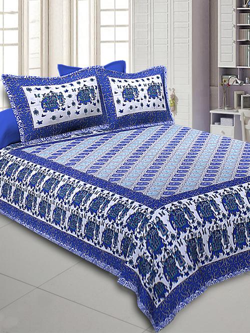  pure cotton jaipuri queen size bedsheet with 2 pillow covers - 17143951 - Very Small Image - 1