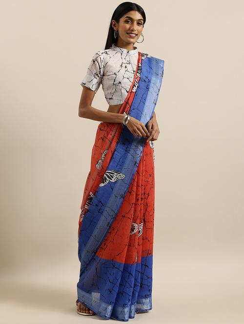 abstract printed saree with blouse - 17145562 - Very Small Image - 1
