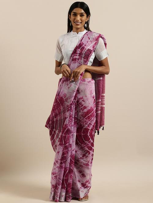 tie & dye printed saree with blouse - 17145582 - Very Small Image - 1
