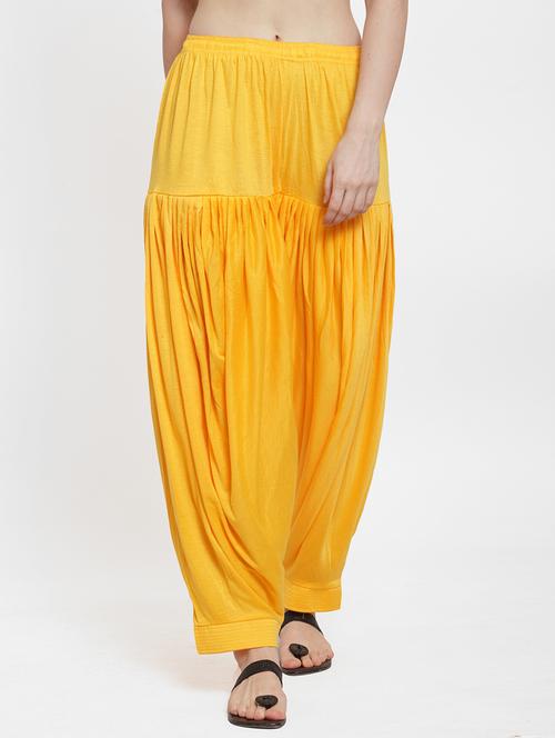 yellow lycra patiyala salwars - 17146759 - Very Small Image - 1