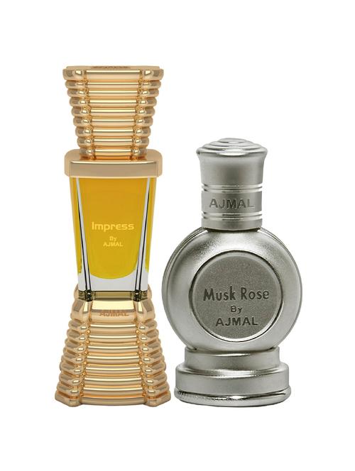 ajmal impress cp alcohol-free attar 10ml for men and rose cp musky alcohol-free attar 12ml for unisex + 2 parfum testers free - 17147201 - Very Small Image - 1