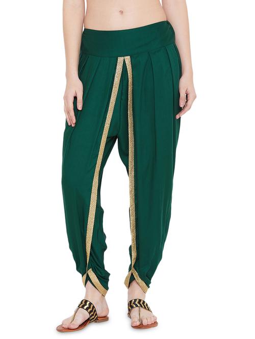green cotton blend dhoti salwar - 17147691 - Very Small Image - 1