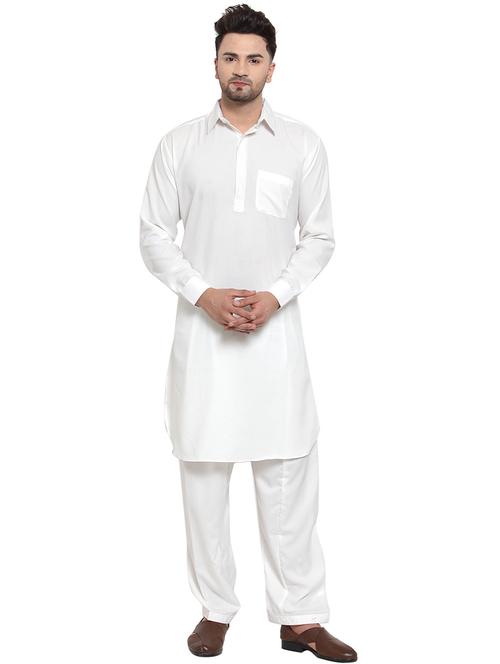 white solid pathani set - 17149795 - Very Small Image - 1
