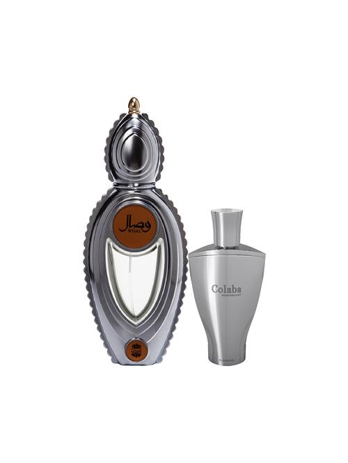 ajmal wisal edp musky 50ml for women and colaba mukhallat cp alcohol-free attar 14ml for unisex + 2 parfum testers free - 17150407 - Very Small Image - 1