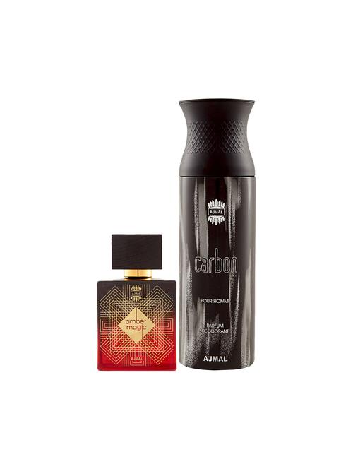 ajmal amber magic edp spicy aromatic 100ml for men and carbon homme deodorant spicy 200ml for men+ 2 parfum testers free - 17150719 - Very Small Image - 1