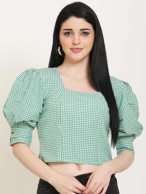 puff sleeves gingham top  - 17150747 - Very Small Image - 1