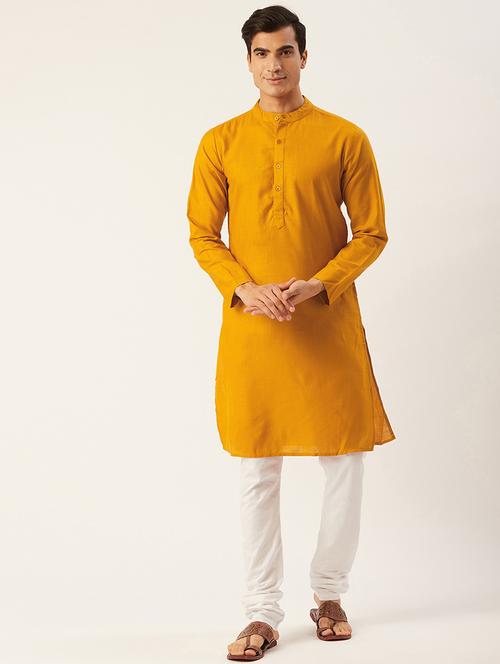 mustard solid long kurta - 17150758 - Very Small Image - 1
